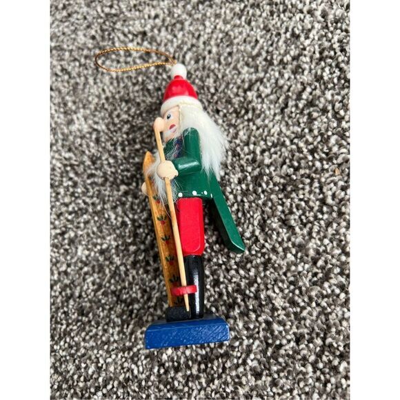 Nutcracker Village Cross Country Skier 5” tall Working Mouth And Back Handle - Picture 2 of 7